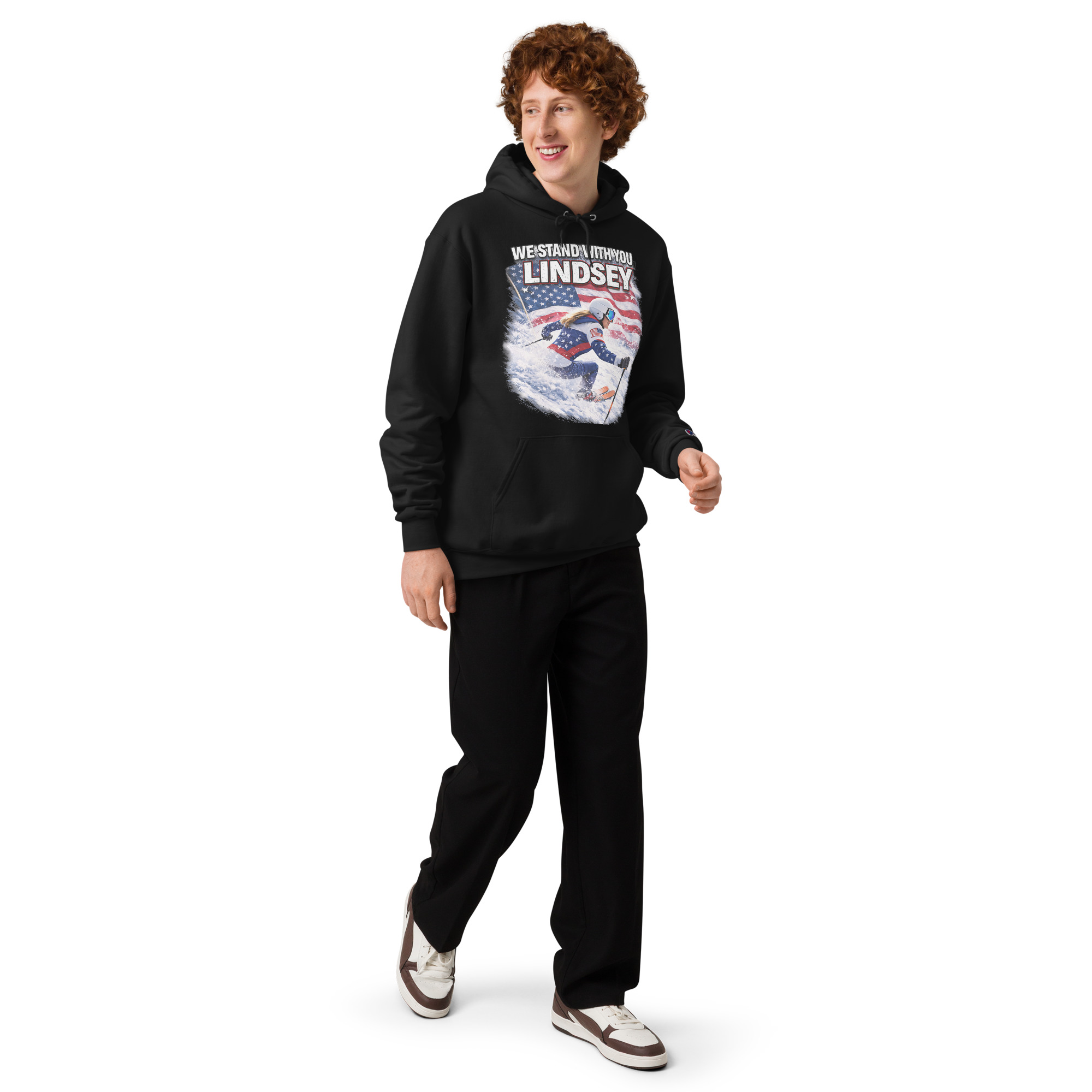 unisex champion hoodie | we stand with you, lindsey unisex champion hoodie | we stand with you, lindsey