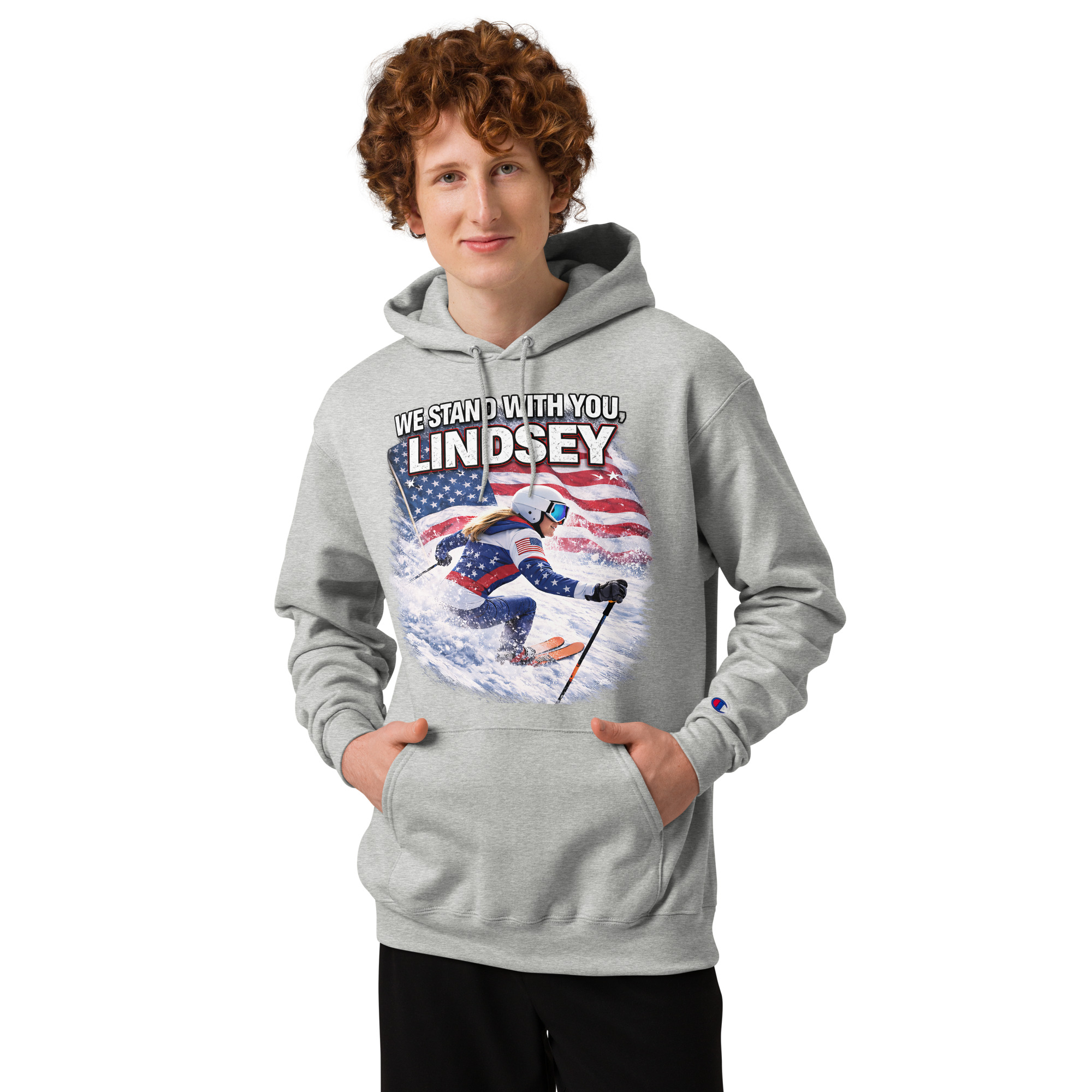 unisex champion hoodie | we stand with you, lindsey unisex champion hoodie | we stand with you, lindsey