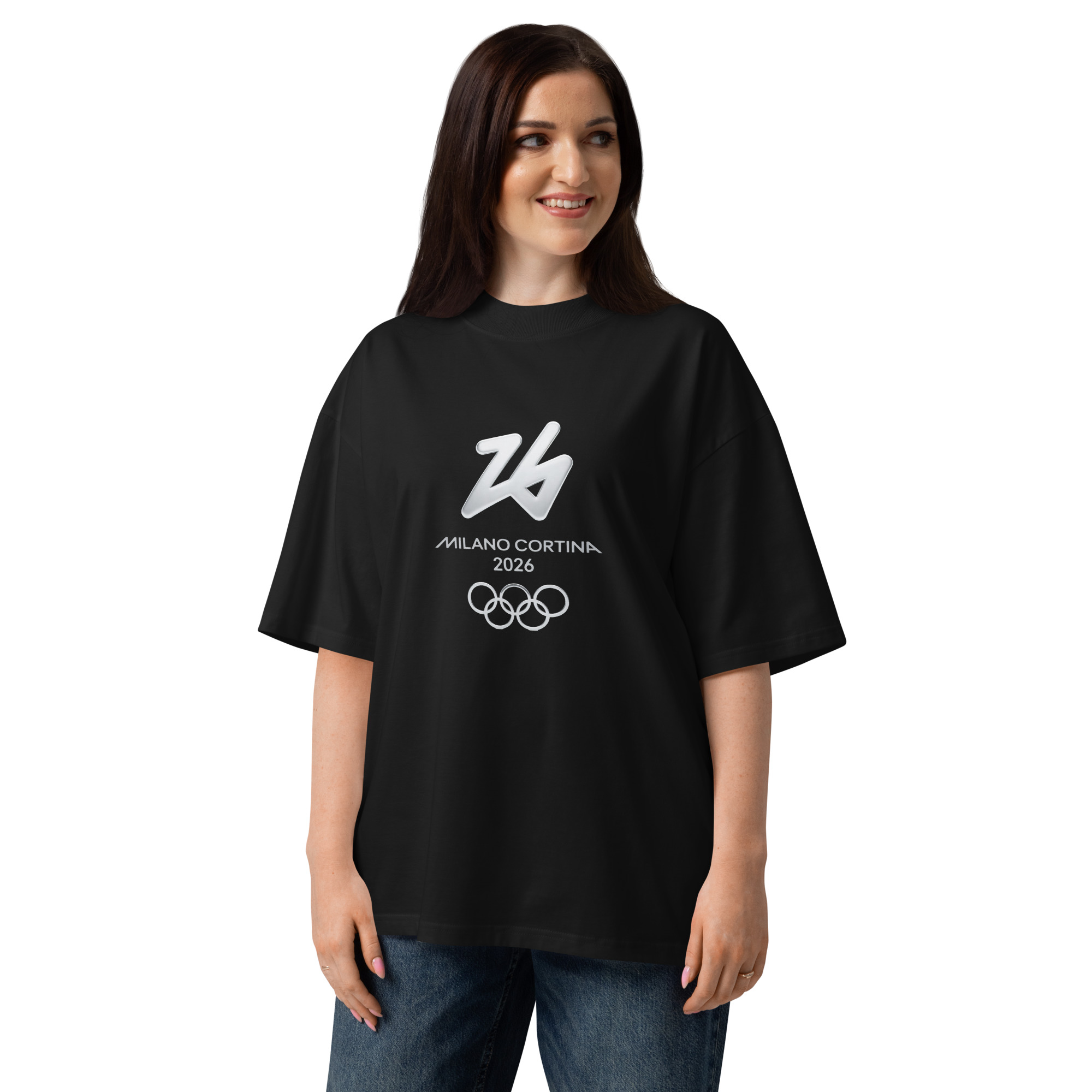 unisex organic oversized high neck t shirt | milano cortina 2026 winter olympics sports energy unisex organic oversized high neck t shirt | milano cortina 2026 winter olympics sports energy