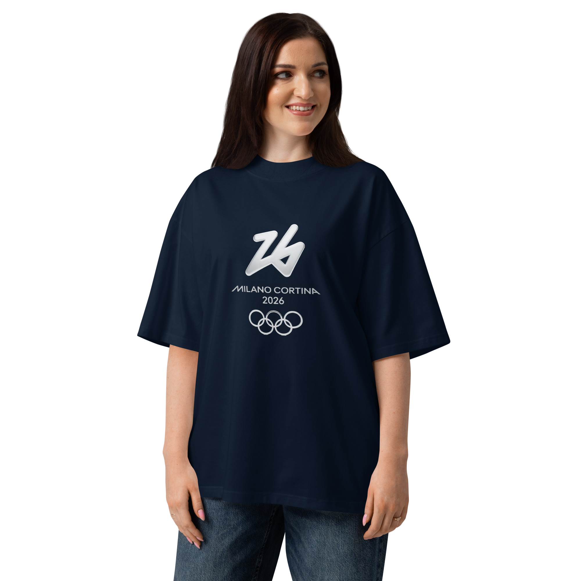 unisex organic oversized high neck t shirt | milano cortina 2026 winter olympics sports energy unisex organic oversized high neck t shirt | milano cortina 2026 winter olympics sports energy
