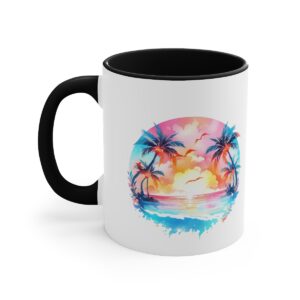 tropical sunset beach with palm trees no 000140 accent ceramic mug australia.jpg
