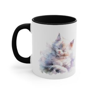 sleeping long haired cat in soft watercolor no 000574 accent ceramic mug australia.jpg