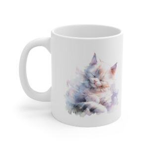 sleeping long haired cat in soft watercolor no 000574 ceramic mug canada.jpg